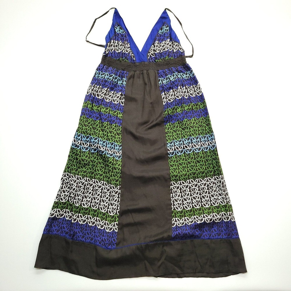 Banana Republic Maxi Dress Women 8 Multi Colorblock Silk Cotton A-Line Travel